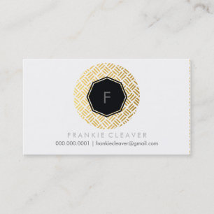 Carte De Visite MODERNE GEO HEXAGON monogramme motif d'or spot