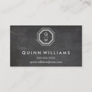 Carte De Visite MODERNE GEO MONOGRAM octogon forme géométrique gri