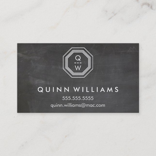 Carte De Visite MODERNE GEO MONOGRAM octogon forme géométrique gri (Devant)