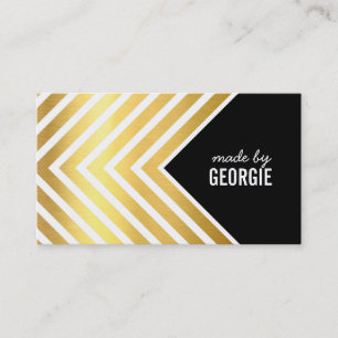 Carte De Visite MODERNE GEOMETRIC flèche MOTIF noir or blanc