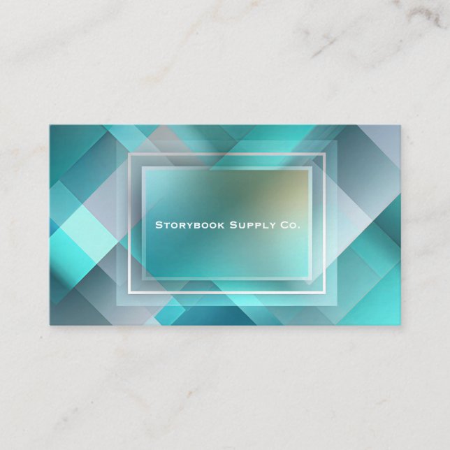 Carte De Visite Moderne géométrique Abstrait Turquoise et bleu (Devant)