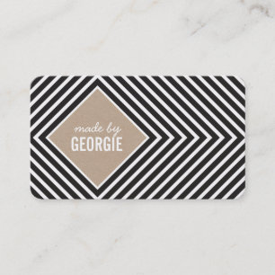 Carte De Visite MODERNE GEOMÉTRIQUE MOTIF diamant noir blanc kraft