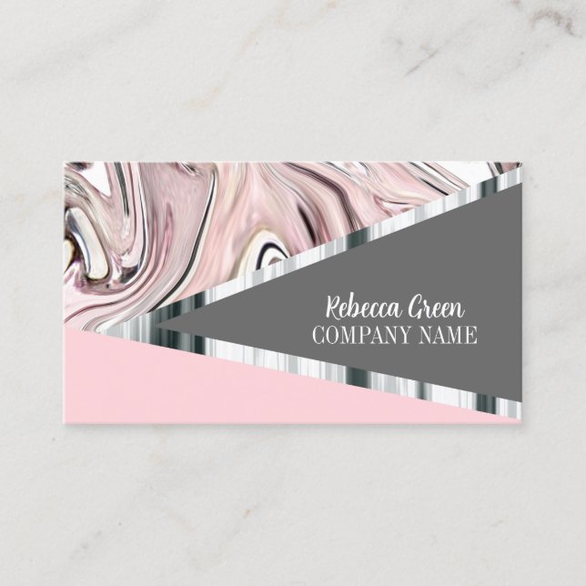 Carte De Visite Moderne Girly Chic Stylish rose Grey Mode Beauté (Devant)