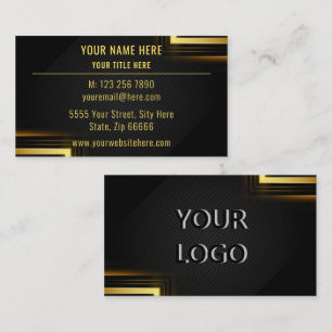 Carte de visite moderne Gold Black avec logo