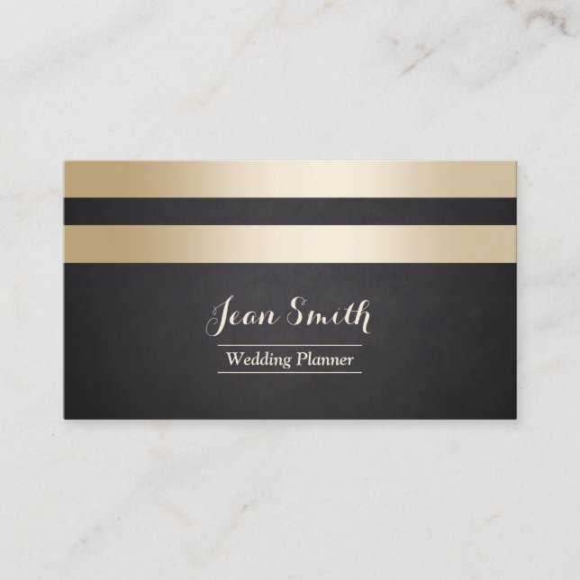 Carte De Visite Moderne Gold Stripes Mariage Event Planning (Devant)