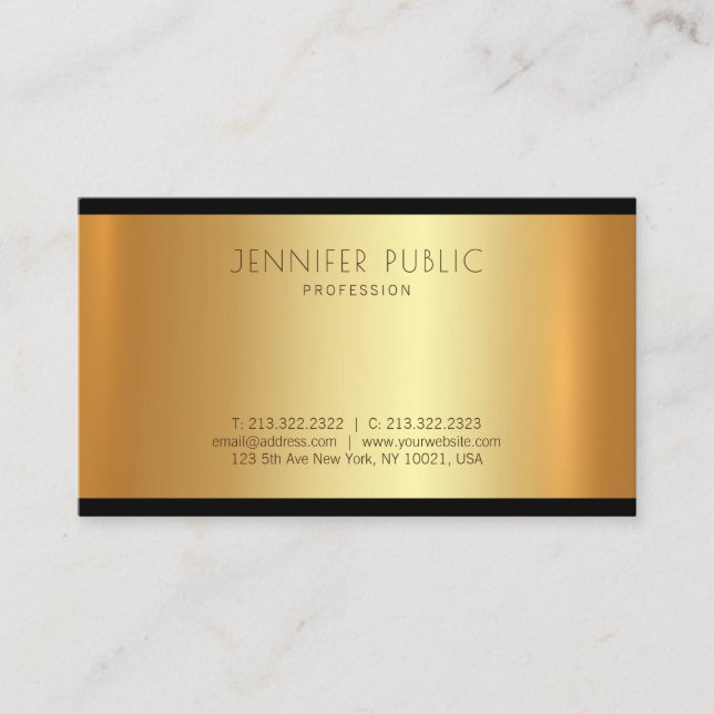 Carte De Visite Moderne Golden tendance Graceful Glamor Plain (Devant)