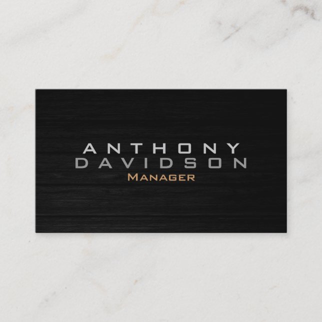 Carte de visite moderne Gras en bois clair noir (Devant)