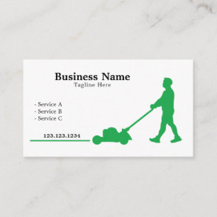 Carte De Visite Moderne Green Landscaper Silhouette Soins de pelou