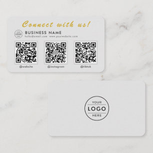 Carte De Visite Moderne Gris Or 3 Code QR Multi Réseaux Sociaux