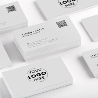 Carte de visite moderne gris | QR & Logo | Sortir