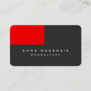 Carte De Visite Moderne Gris Rouge Minimaliste Plain Trendy Créati