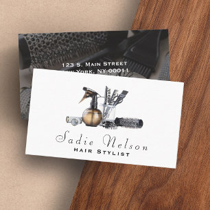 Carte De Visite Moderne Hair styliste Salon Outils Beauté