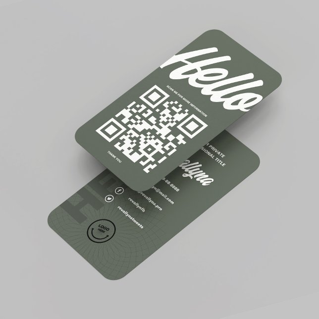 CARTE DE VISITE MODERNE HELLO LOGO PROFESSIONNEL SAGE VERT (MODERN HELLO LOGO PROFESSIONAL SAGE GREEN BUSINESS CARD
)