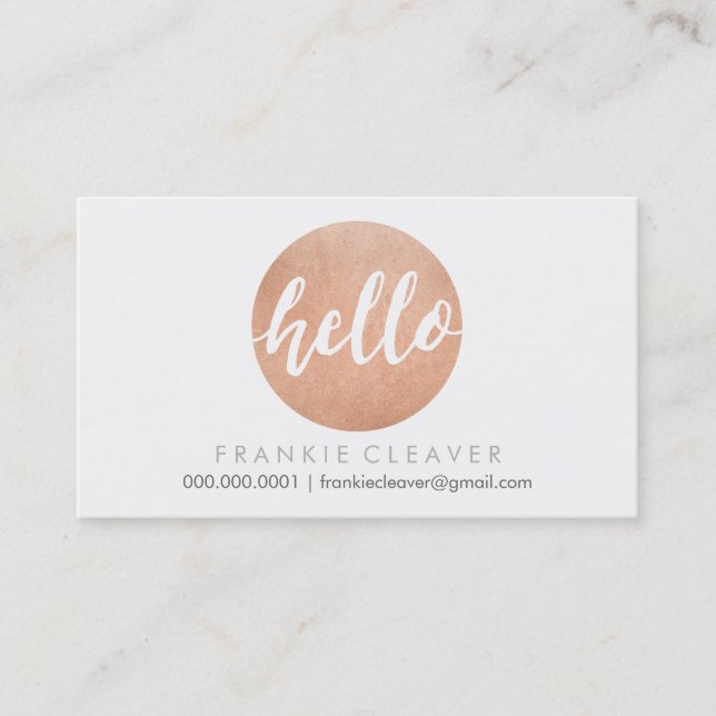 Carte De Visite MODERNE HELLO SCRIPT à main dessiné à points rose  (Devant)