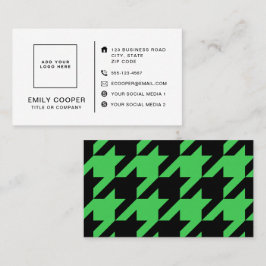 Carte De Visite Moderne Houndstooth Ajouter logo noir et vert