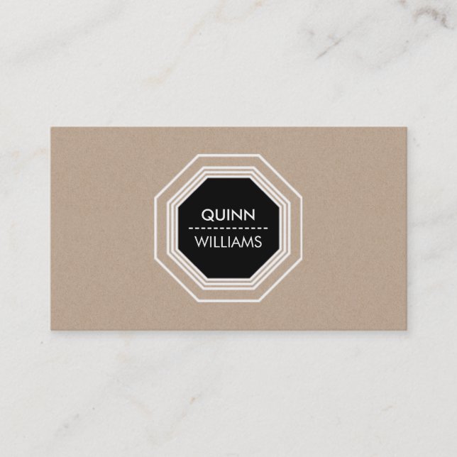 Carte De Visite MODERNE ICON LOGO simple octogon géométrique kraft (Devant)