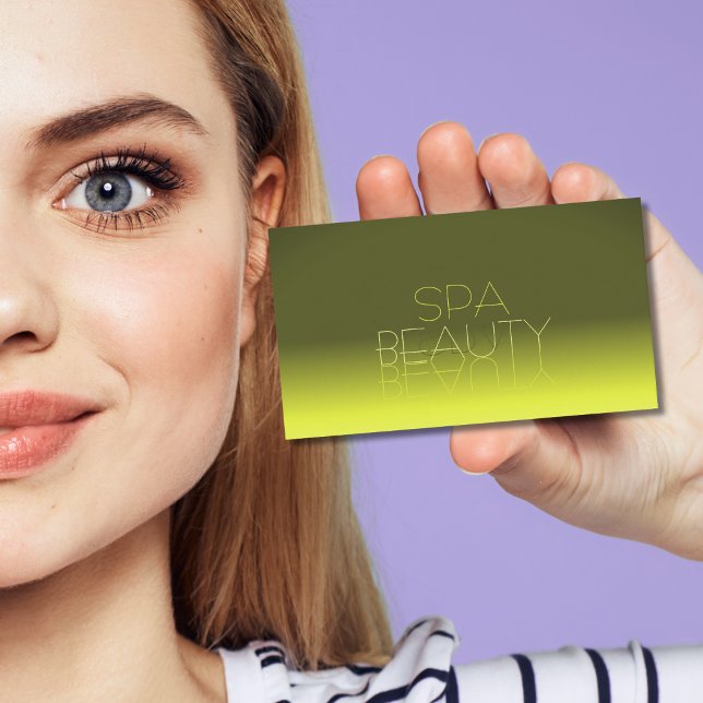 Carte De Visite Moderne Jaune Gradient Chic Lettres Miroir Stylish (Créateur téléchargé)