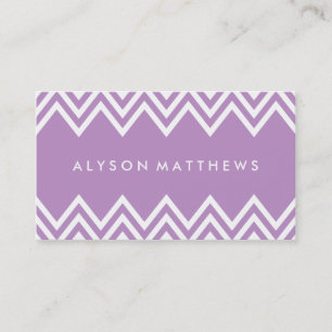 Carte De Visite Moderne Lilac Purple et Blanc Chevron