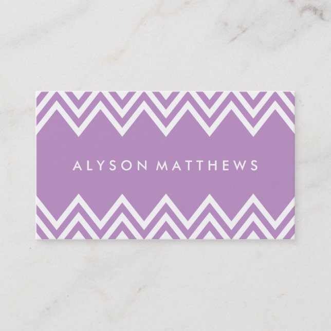 Carte De Visite Moderne Lilac Purple et Blanc Chevron (Devant)