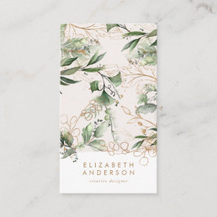 Carte De Visite Moderne Lumière Éclat Blanc Eucalyptus Entreprise 