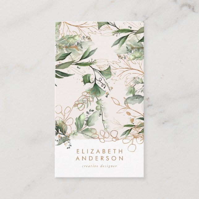 Carte De Visite Moderne Lumière Éclat Blanc Eucalyptus Entreprise  (Devant)