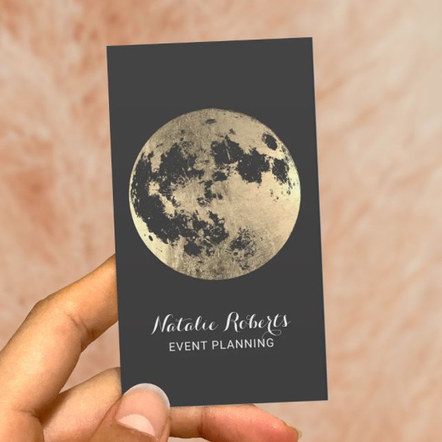 Carte De Visite Moderne Lune d'or Elegant Grey Planification de l' (Créateur téléchargé)
