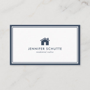Carte De Visite Moderne Maison Simple Marine Plaid Agent Immobilie