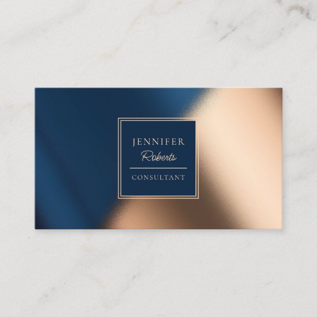 Carte De Visite Moderne Marine Bleu Or élégant consultant de luxe  (Devant)