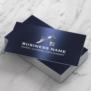 Carte De Visite Moderne Marine Blue Steel House Logo Immobilier