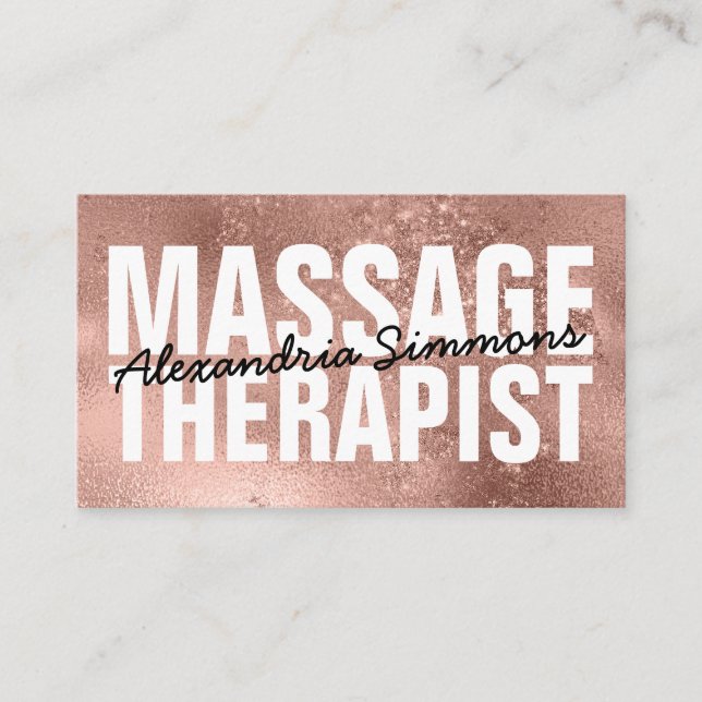 Carte De Visite Moderne Massage Thérapiste Rose Gold Parties scint (Devant)