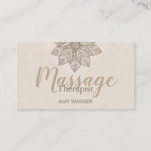Carte De Visite Moderne Massage Thérapiste Script Lotus Flower