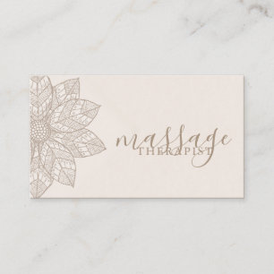 Carte De Visite Moderne Massage Thérapiste Script Lotus Flower