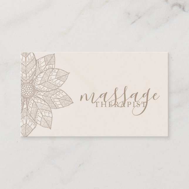 Carte De Visite Moderne Massage Thérapiste Script Lotus Flower (Devant)