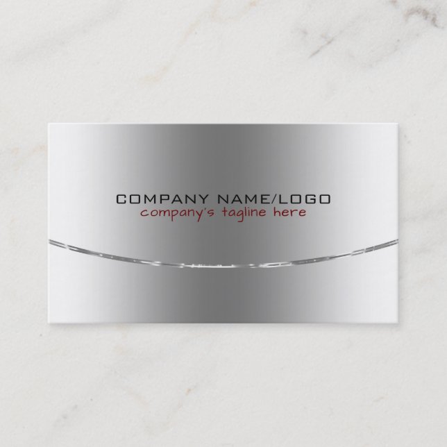 Carte De Visite Moderne Metallic brillant Design Argent (Devant)