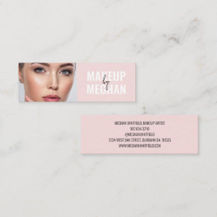 Carte de visite moderne mini maquillage rose rouge
