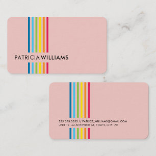 Carte De Visite MODERNE MINIMAL coloré simple arc-en-ciel rayé ros