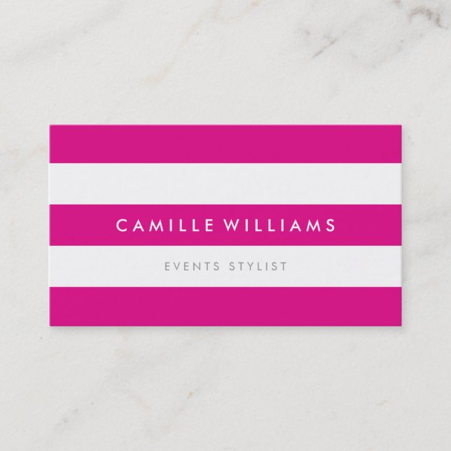 Carte De Visite MODERNE MINIMAL large bande motif rose chaud clair (Devant)