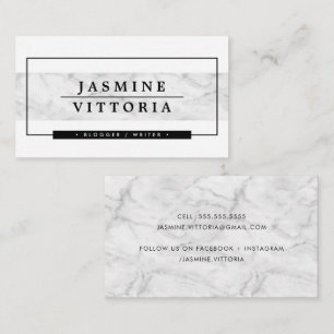Carte De Visite MODERNE MINIMAL simple bordure bande de marbre gri