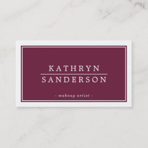 Carte De Visite MODERNE MINIMAL style bordure bordeaux blanc type