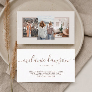 Carte De Visite Moderne Minimale 3 Photo Influenceur social Tan