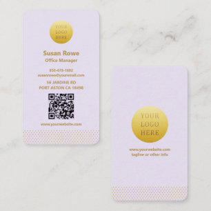 Carte de visite moderne minimaliste à points lilas