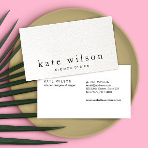 Carte De Visite Moderne minimaliste en cuir blanc professionnel