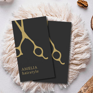 Carte De Visite Moderne minimaliste Faux foncé Gold Hair Styliste
