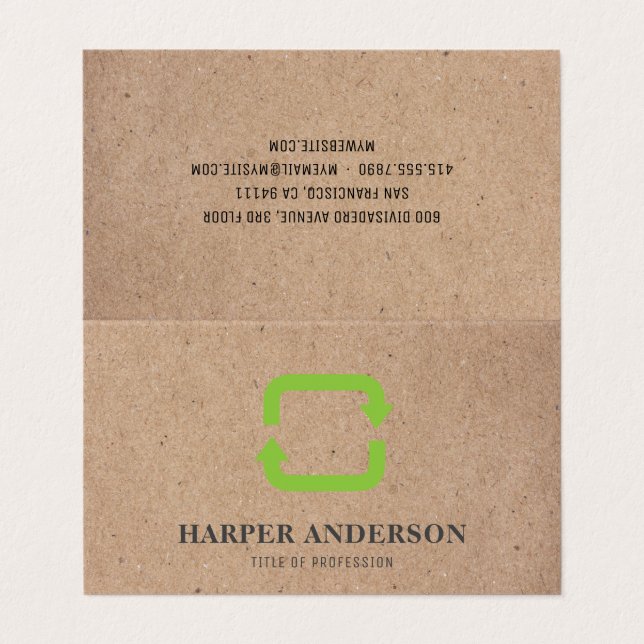 Carte De Visite Moderne minimaliste Green Eco Recycle Professionne (Extérieur déplié)