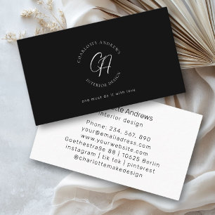 Carte De Visite Moderne, minimaliste, monogramme, logo, cercle, no