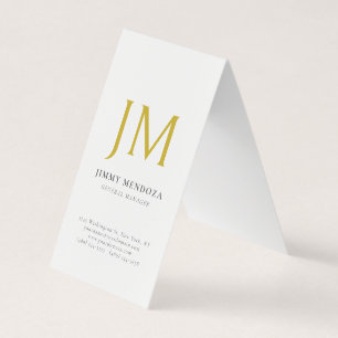 Carte De Visite Moderne Minimaliste Monogramme Or Simple