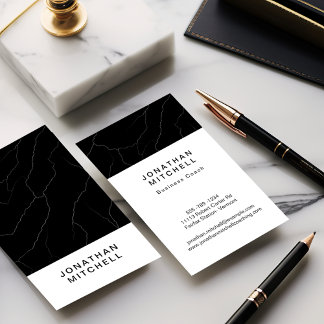 Carte De Visite Moderne minimaliste noir et blanc professionnel
