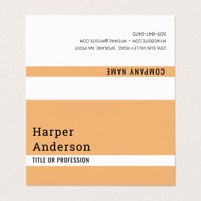 Carte De Visite Moderne minimaliste Orange Professional (Extérieur déplié)