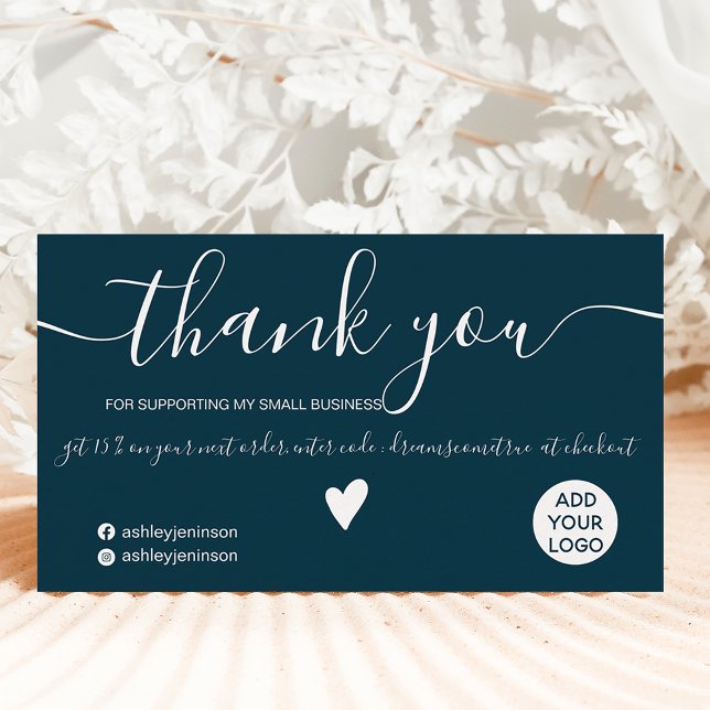 Carte De Visite Moderne minimaliste ordre bleu marine merci (Créateur téléchargé)