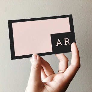 Carte De Visite Moderne minimaliste Pastel Rose & Noir Hello Busin